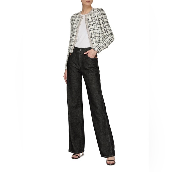 NWT $795 Alice Olivia Kidman Crystal-Embellished Tweed Jacket - Picture 3 of 10